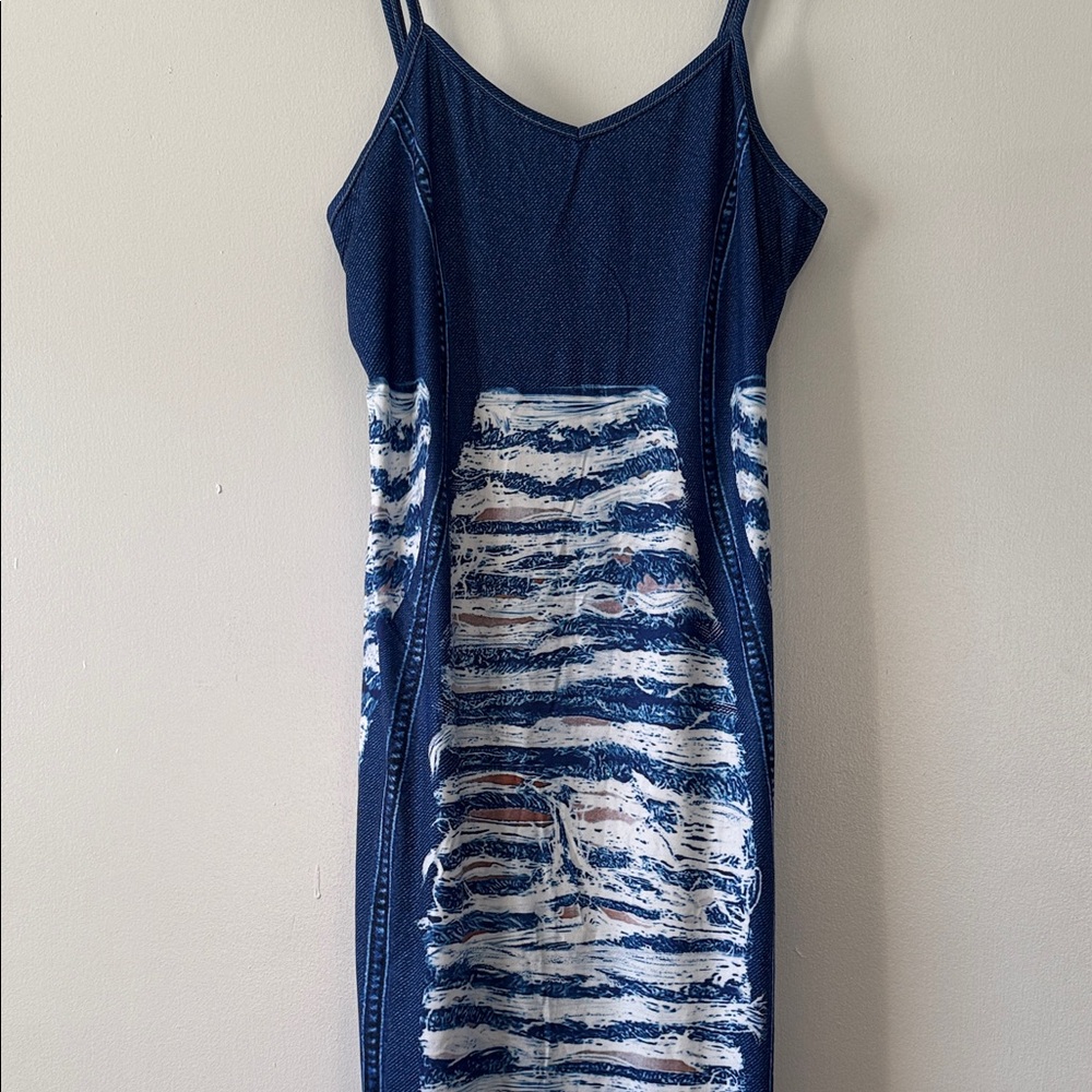 SHEIN Curve Soft Blue Faux Denim Dress